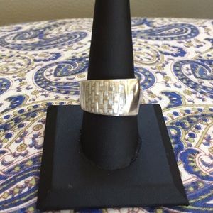 Sterling Silverware Ring With Basketweave Design
